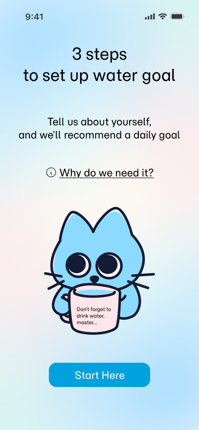 Hydrated Cat onboarding screen