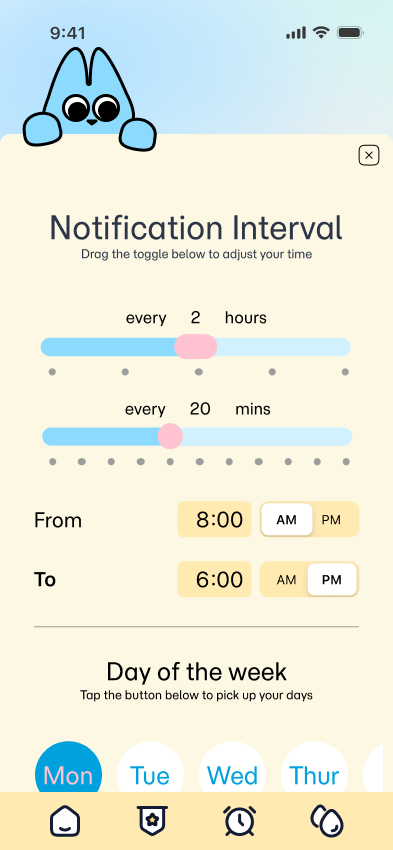 Notification interval settings